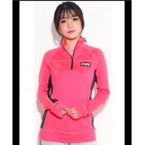 VICTORIA'S‎ SECRET | PINK | Neon Pink Black Athletic Quarter Zip Pullover, XS